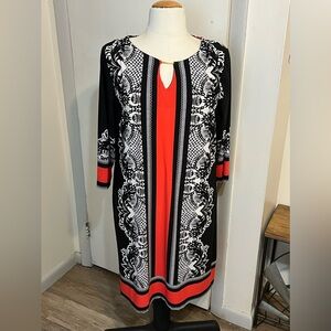 Haani Women’s Short Black, White, & Orange Dress